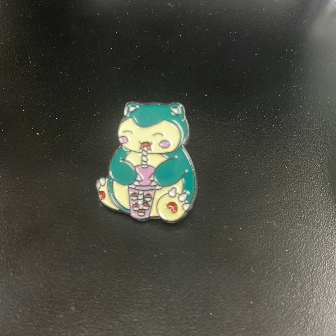 Kawaii Snorlax Boba Pin